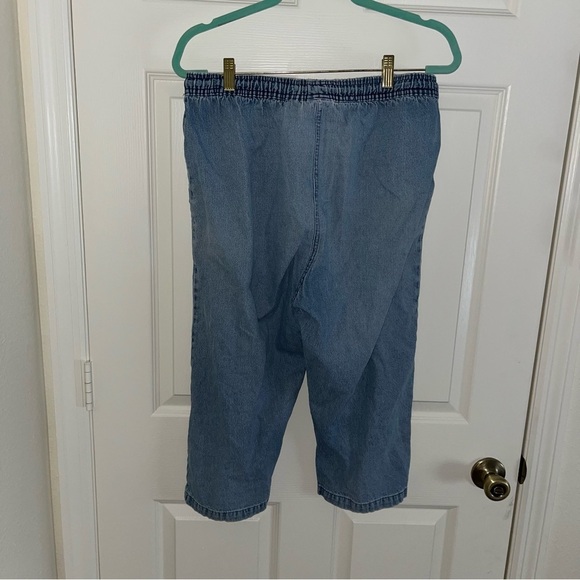 Vintage Cat Embroidered Blue Denim Pants Jeans KT Sport 31” M cropped retro - Picture 6 of 8